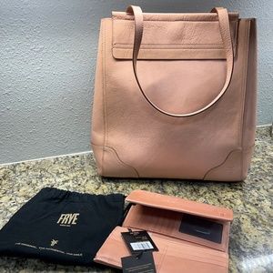 Frye Charlie Simple Tote Bag and wallet Apricot Pink